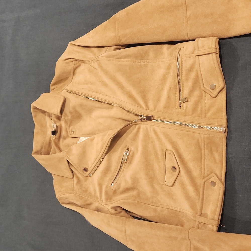 Faux suede camel H&M moto jacket